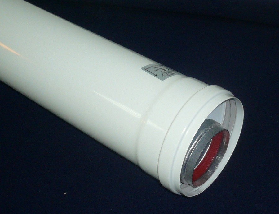 Tubo coaxial aluminio blanco de 60/100 mm x 1 metro