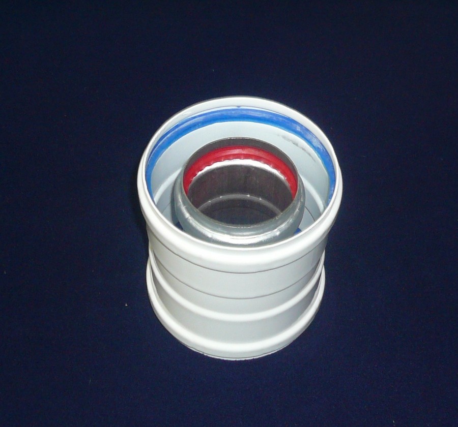 Manguito coaxial aluminio blanco de 80/110 mm