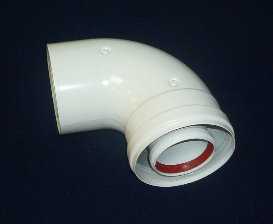 Codo 90 coaxial aluminio blanco de 80/110 mm
