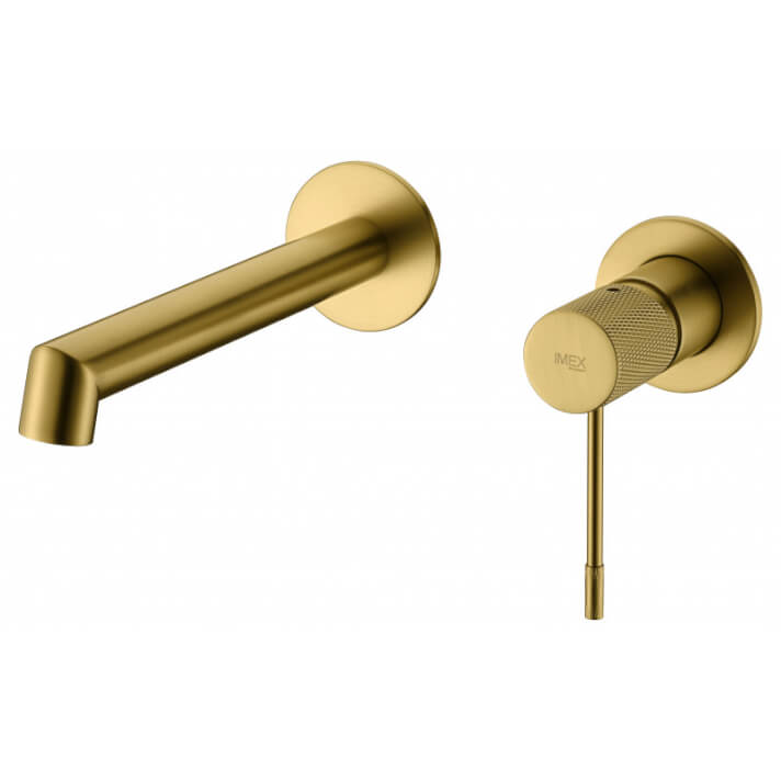 Grifo lavabo empotrado color oro cepillado Line IMEX