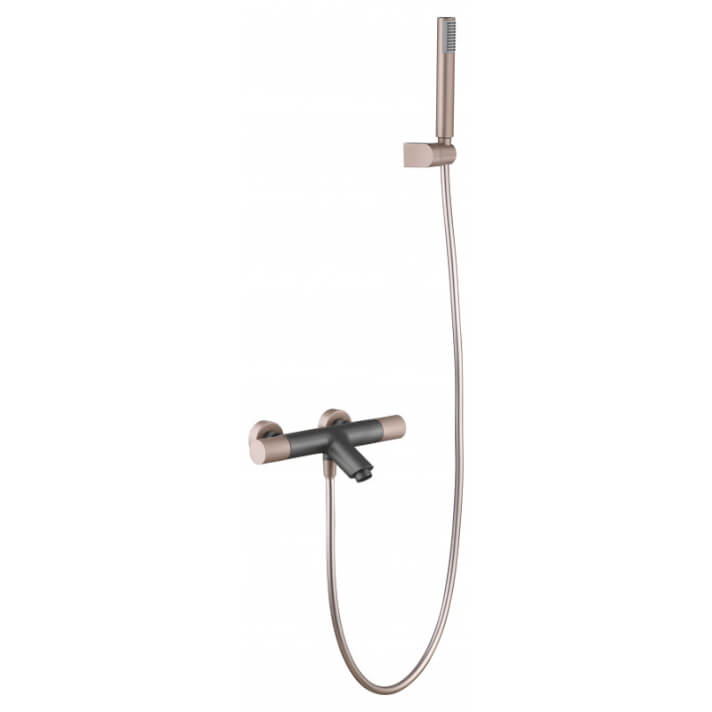 Grifo de baera y ducha termosttico gris mate y champagne Line IMEX