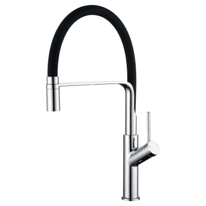 Grifo de cocina monomando de cao flexible con acabado negro mate y cromado Sena IMEX