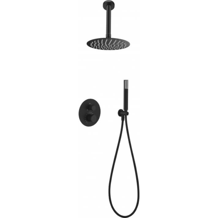 Conjunto ducha termost�tica empotrado negro mate Top IMEX