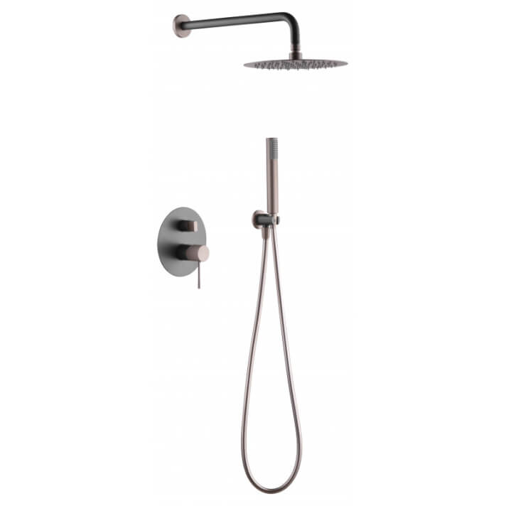 Conjunto ducha empotrado gris mate y champagne Line IMEX