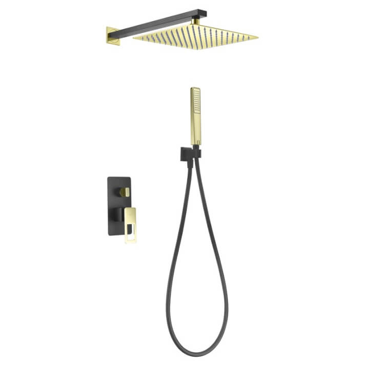Conjunto ducha empotrada negro y oro Suecia IMEX