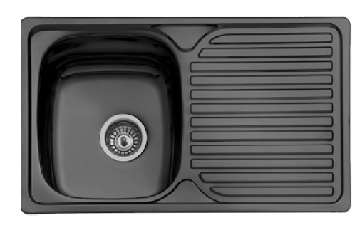 Fregadero inox Negro VIENA 800X480 mm 1 Seno-Cubeta y escurridor encastrar