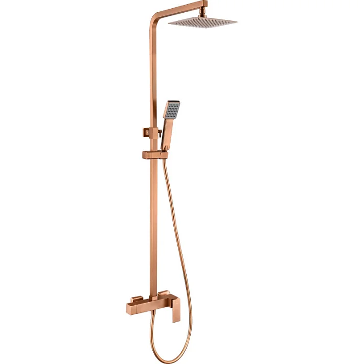 Barra de ducha monomando extensible oro rosa cepillado PISA IMEX