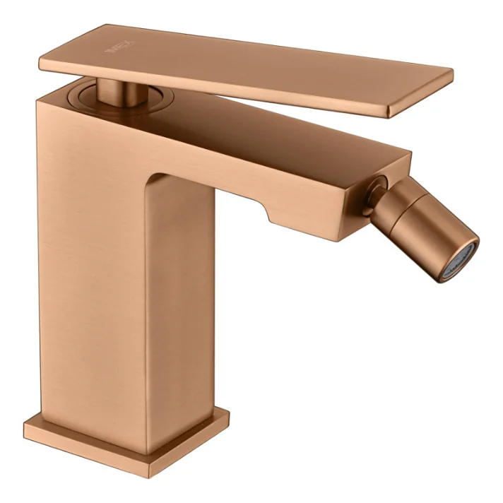 Grifo monomando para bid Oro Rosa cepillado Pisa IMEX