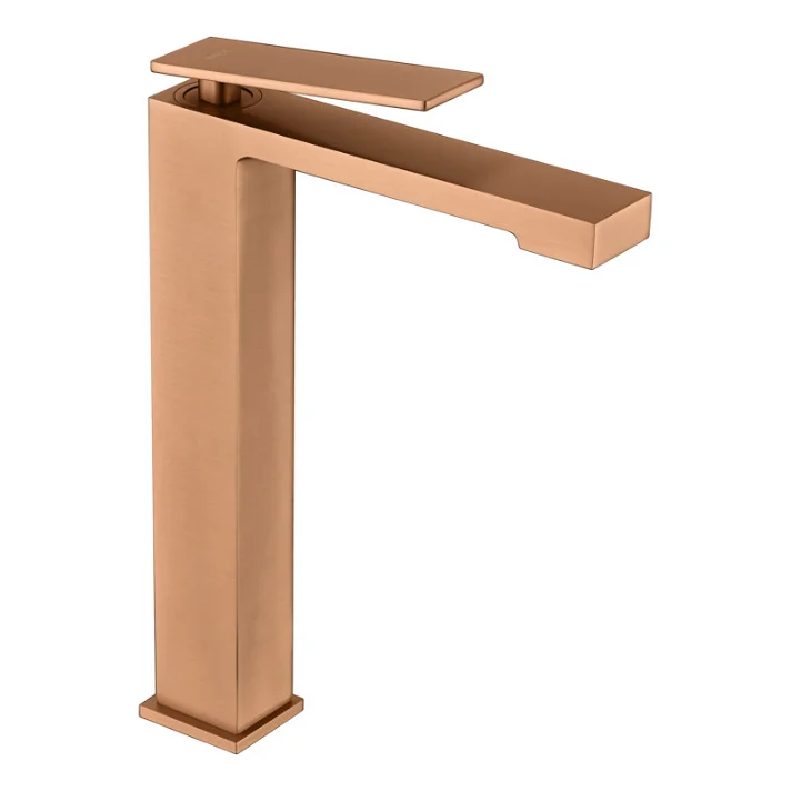Grifo monomando cao alto para lavabo Oro Rosa cepillado PISA Imex